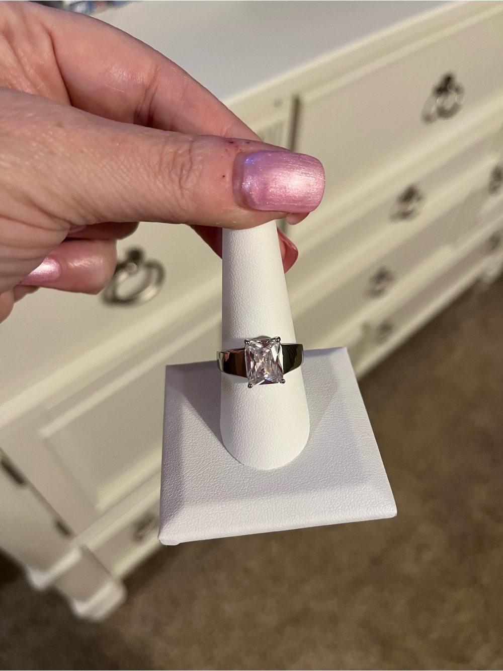 Sterling Silver Cushion-Cut CZ Ring